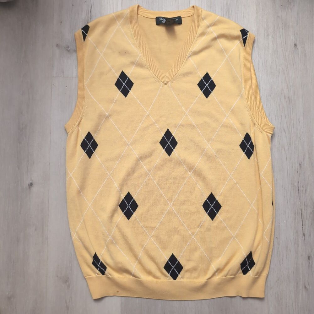 Brooks Brothers Silk Blnd Argyle Sweater Vest Mens XL Sleeveless